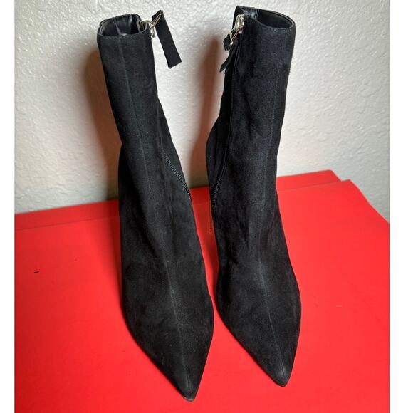 TopShop black suede heel booties with decorate chains size 36 / US 5.5 NWT - Picture 5 of 10